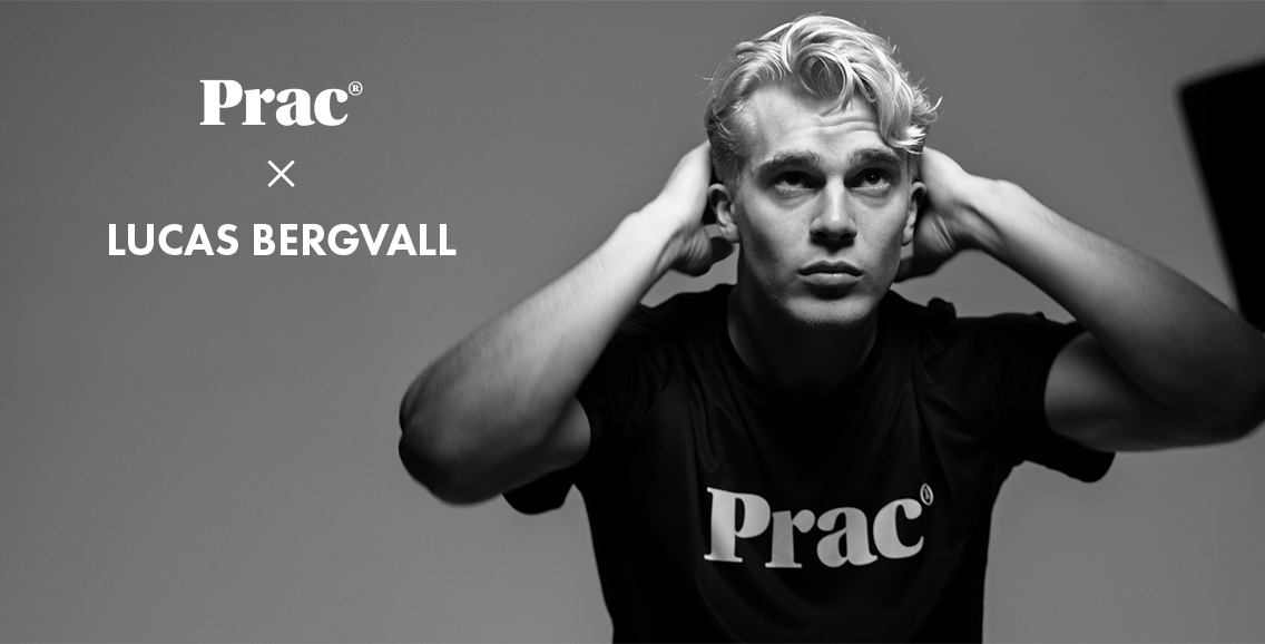 Prac‑kampanjbild med person som stylat håret och Prac‑logotyp.